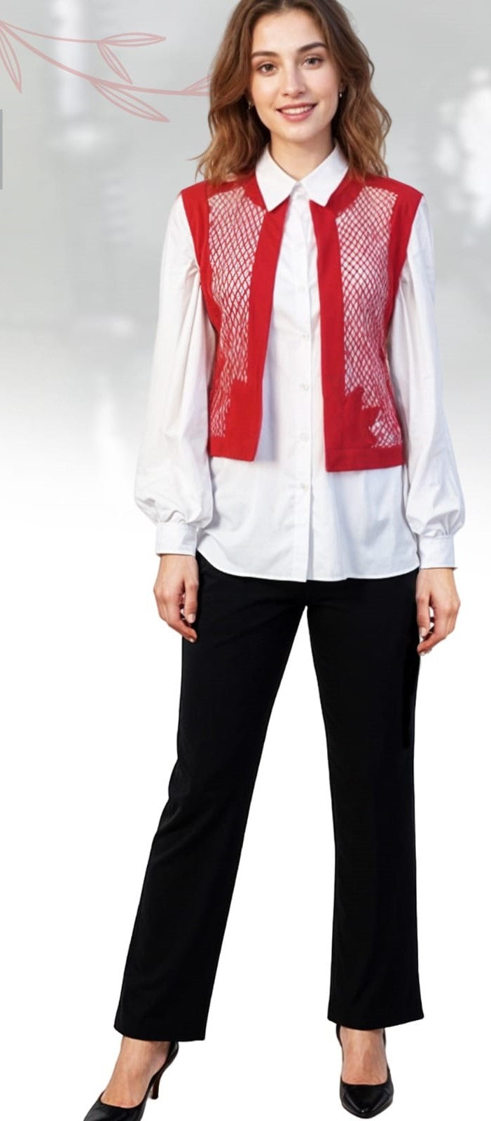 Crochet Red leather vest